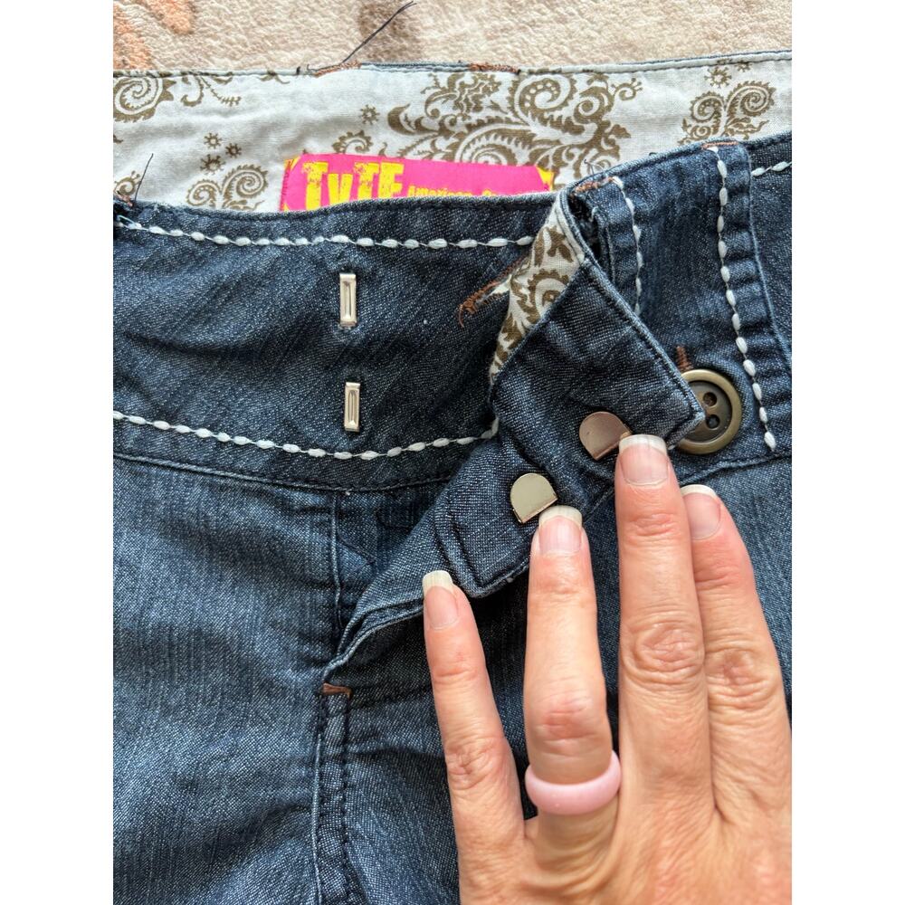 Y2K Tyte American standard denim micro mini shorts size 5 dk blue preppy school - Picture 3 of 6